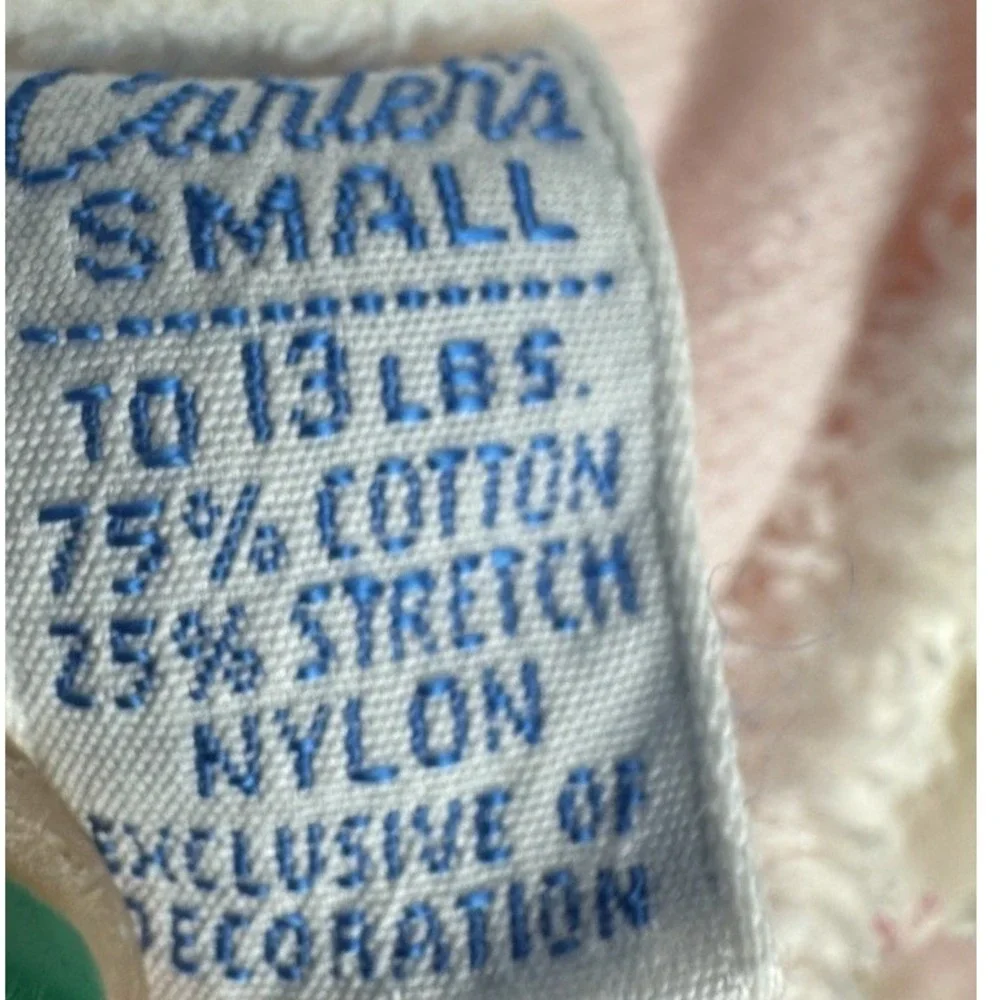 VTG Carter's‎ Baby Girl Footed Terry Cloth Sleeper Pink Collar Sz Small 3 Months